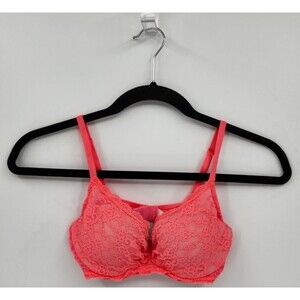 Victoria's Secret Bra Women's 32B Orange Lace Lined Demi